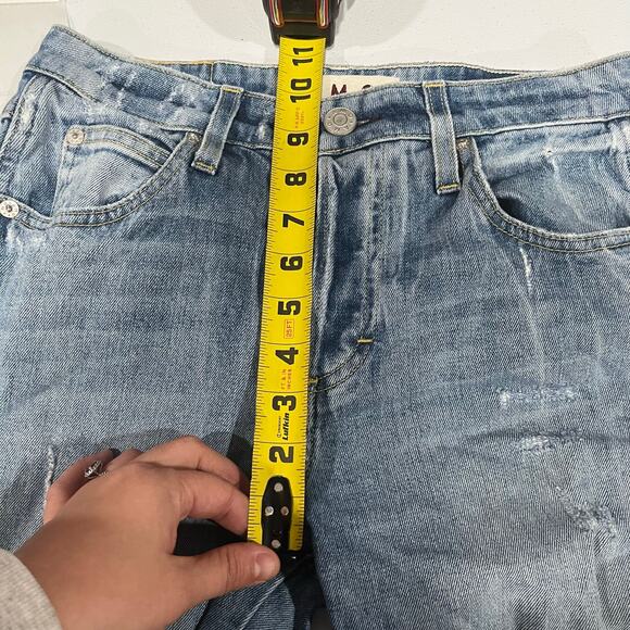 AMO Babe Sweet Cheeks Jeans Women's 27 Blue Raw Hem Button Fly Ankle Denim - Picture 9 of 9